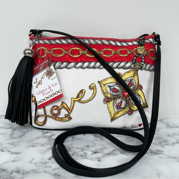NWT Brighton Glitter & Go Pouch Crossbody Purse Bag Love Chain Diamond Print - Picture 8 of 11